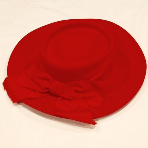 VIntage Red Wool Betmar Hat with Bow - Picture 1 of 4